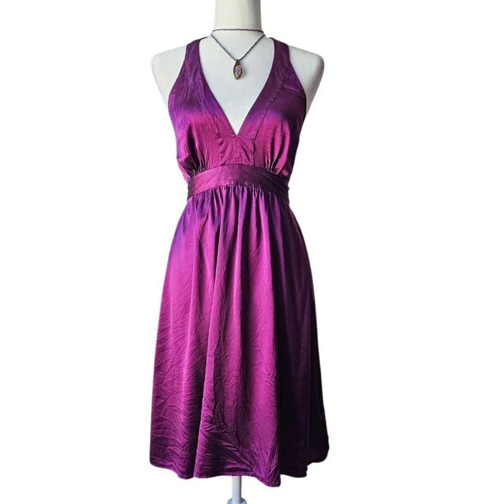 DKNY Vibrant Purple Silk Backless Dress